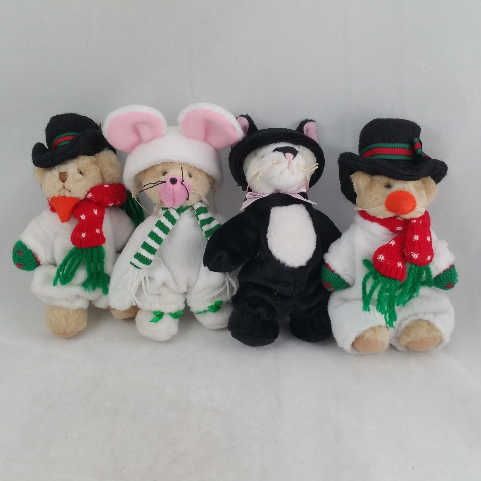 Ganz Wee Bear Village Bears Lot Of 4 Chilly Snowman Squeaks Mouse Frisky Cat