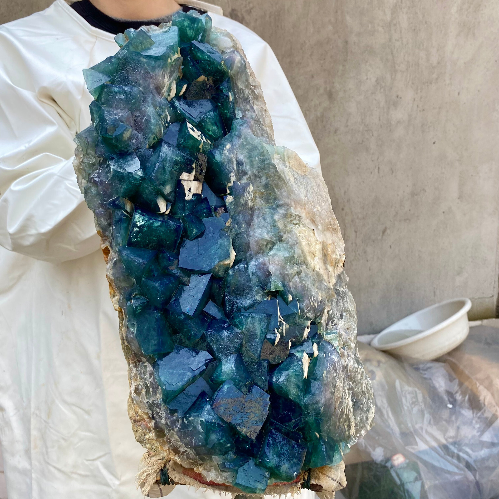 33.7lb NATURAL Green Cube FLUORITE Quartz Crystal Cluster Mineral Specimen