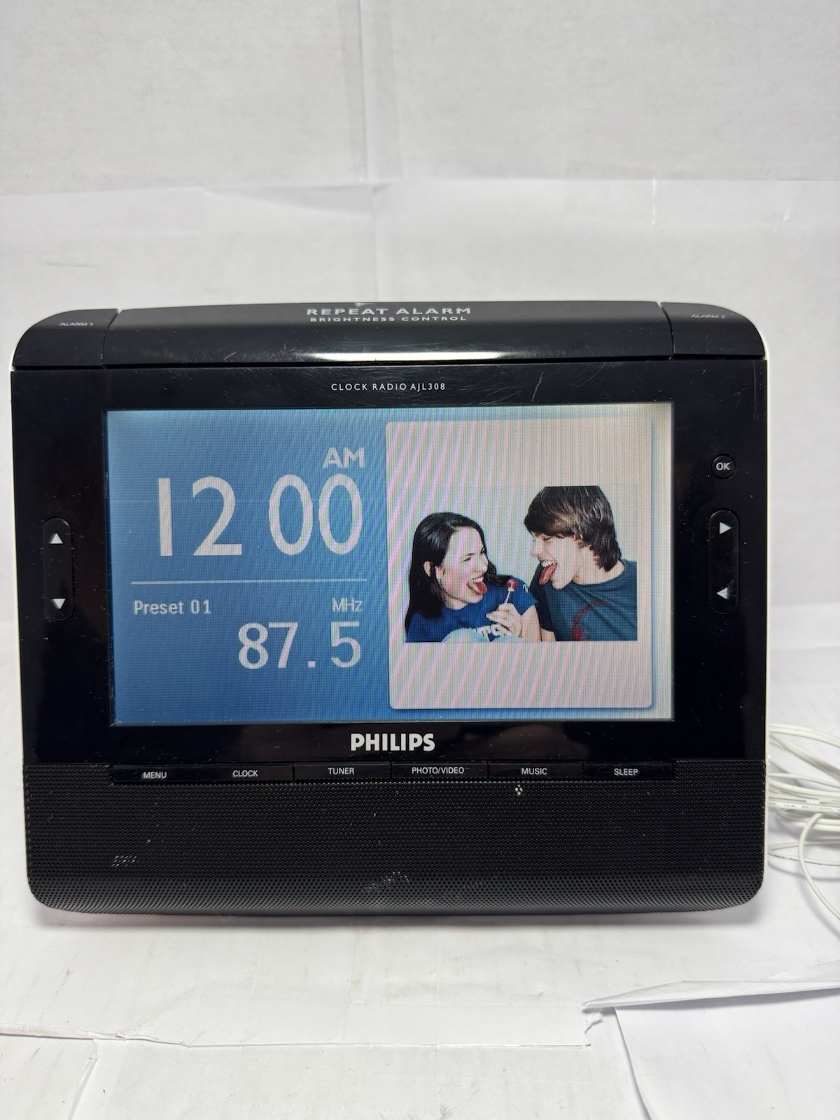Philips AJL308 7” LCD Clock Radio Digital Photo Frame AM FM Tested