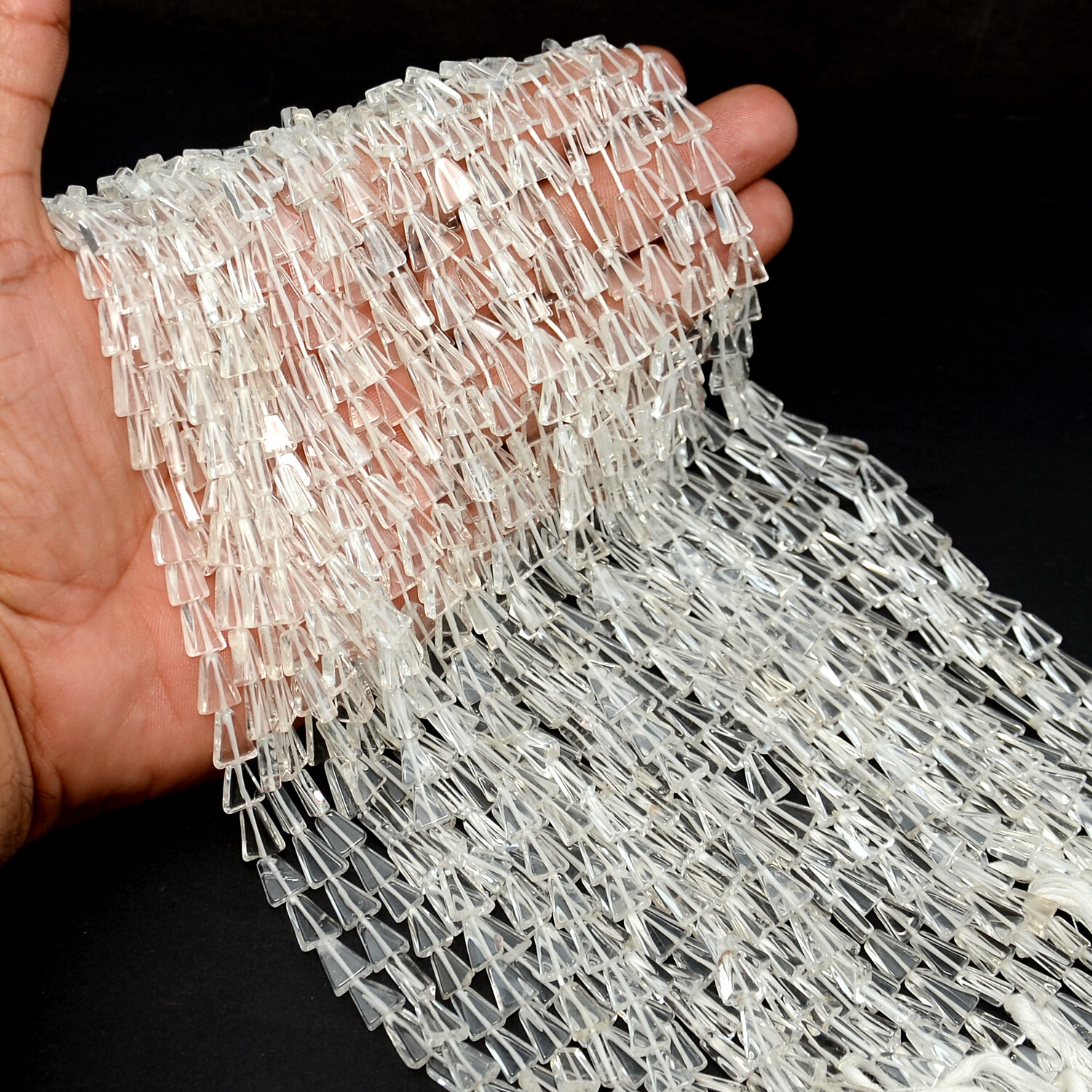 Crystal Quartz Triangle Beads 13 Inch Strand Natural Gemstone Jewelry Wholesale