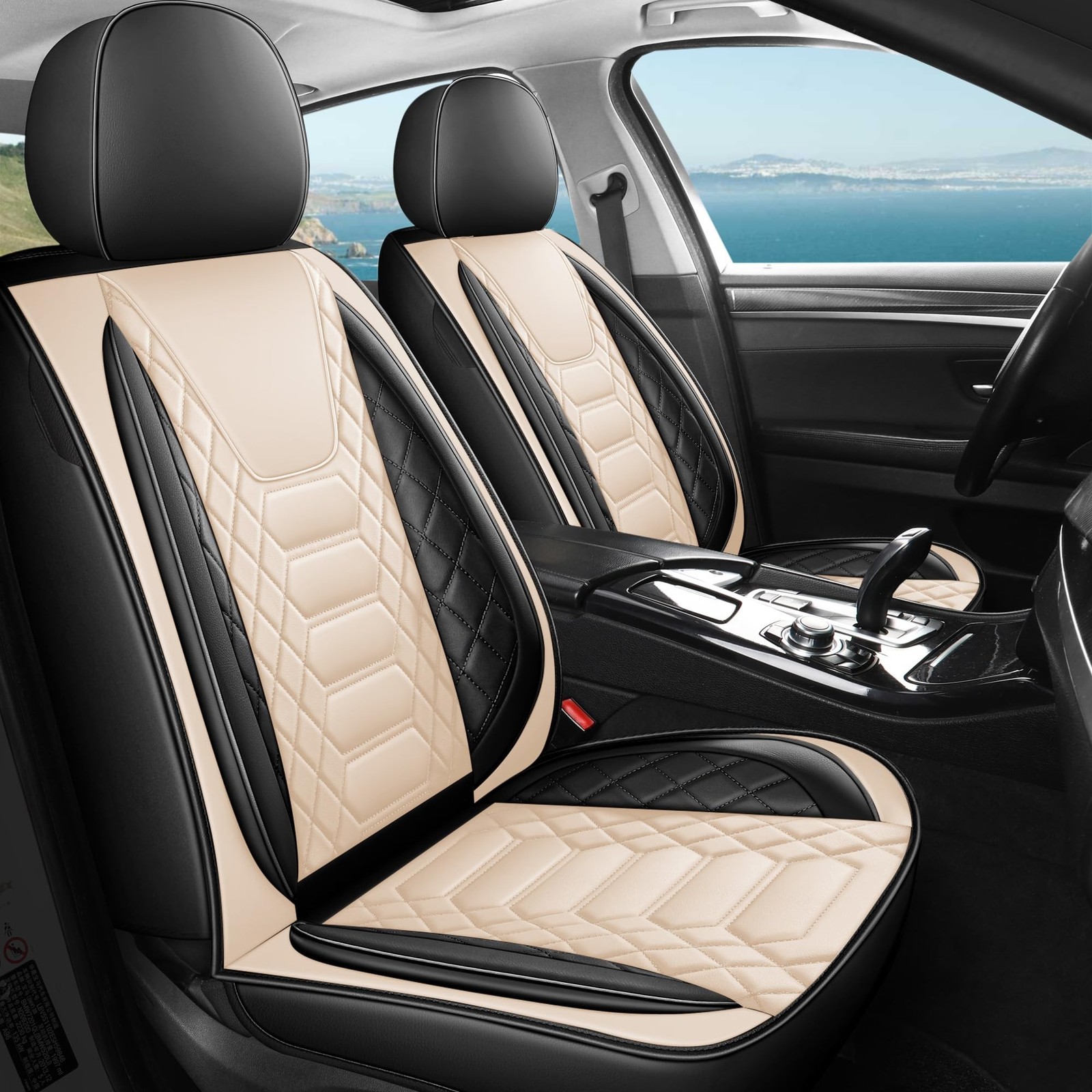 FREESOO Car Seat Covers Leather Seat Cover Full Set Automotive Seat Cover Pro...