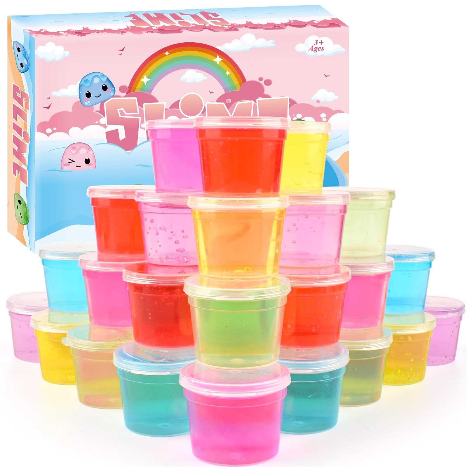 24 Pack Mini Slime,Clear Slime Party Favors,Non-Sticky, Soft & Stretchy... 