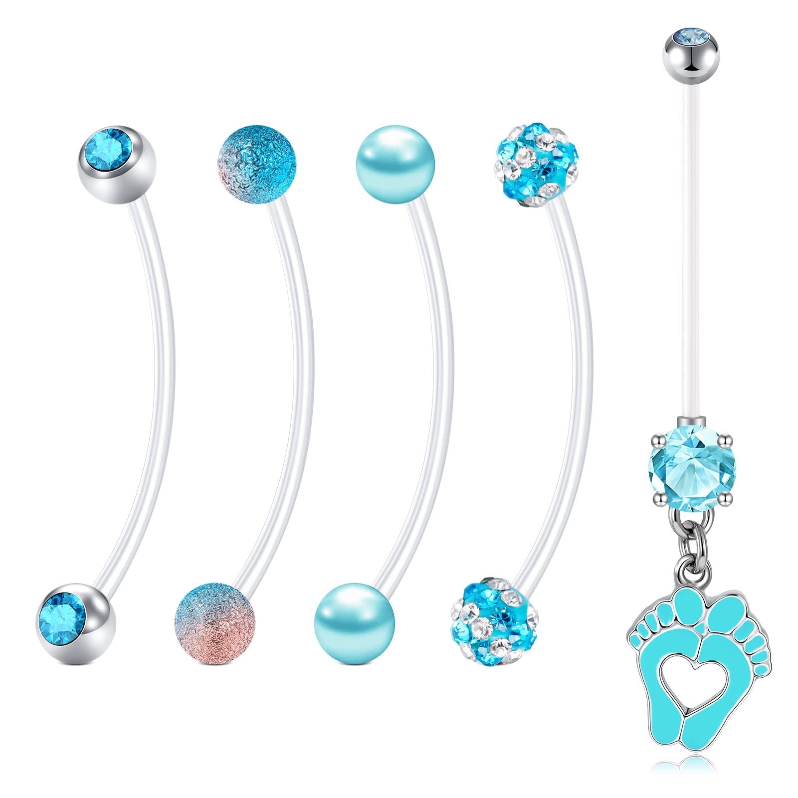 Anicina Plastic Pregnancy Belly Button Rings Maternity 14g, 35mm-Blue 