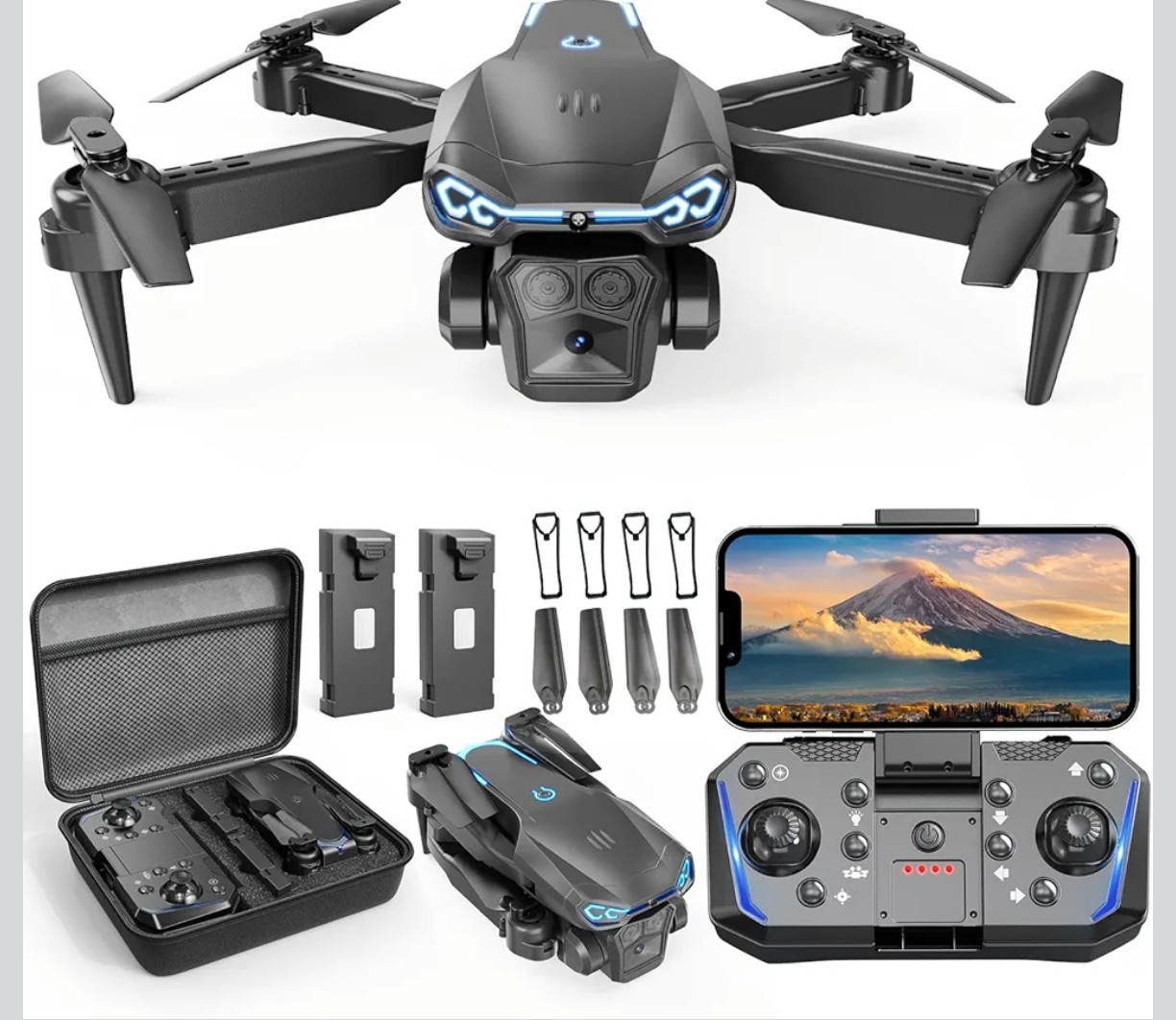 Foldable Drone with 1080P HD Camera for Beginners & Adults, FPV Live Video, One