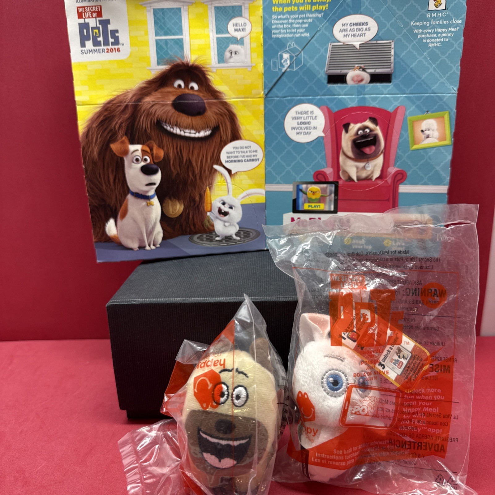 Lot 2 McDonald's Toys Secret Life of Pets Plush Snowball, Mel/ New/ Box