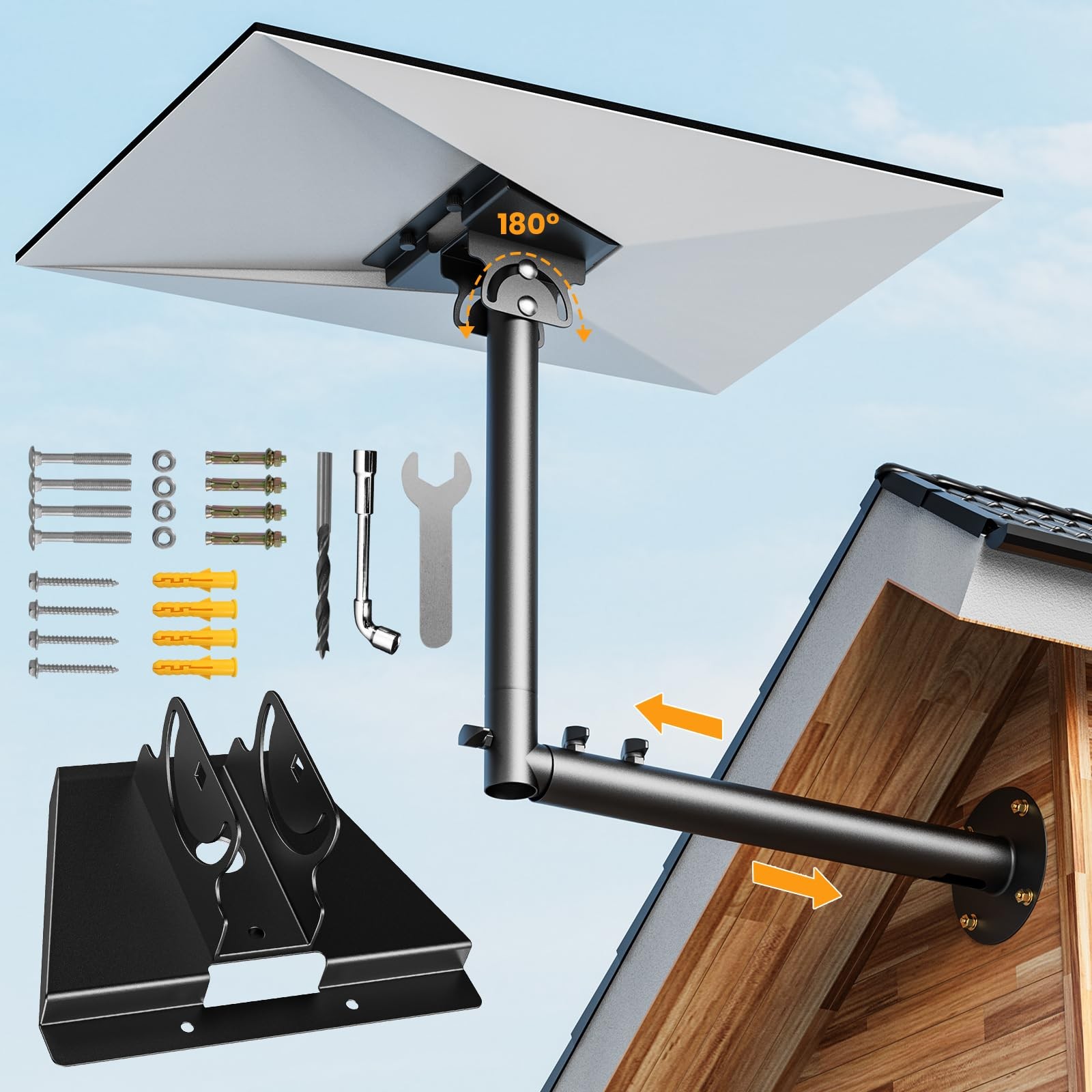 Starlink Gen 3 Mount, Adjustable Length Starlink Gen 3 Mounting Bracket, 180°...