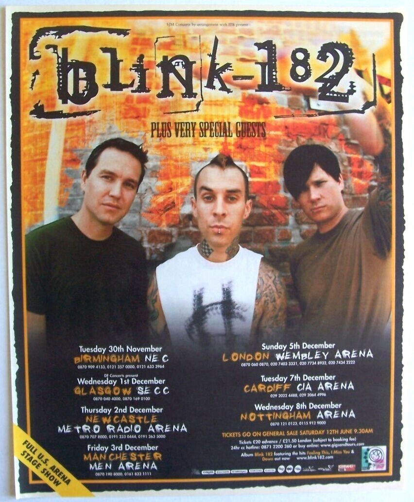 BLINK-182 vintage 2004 PRINT ADVERT UK CONCERT TOUR