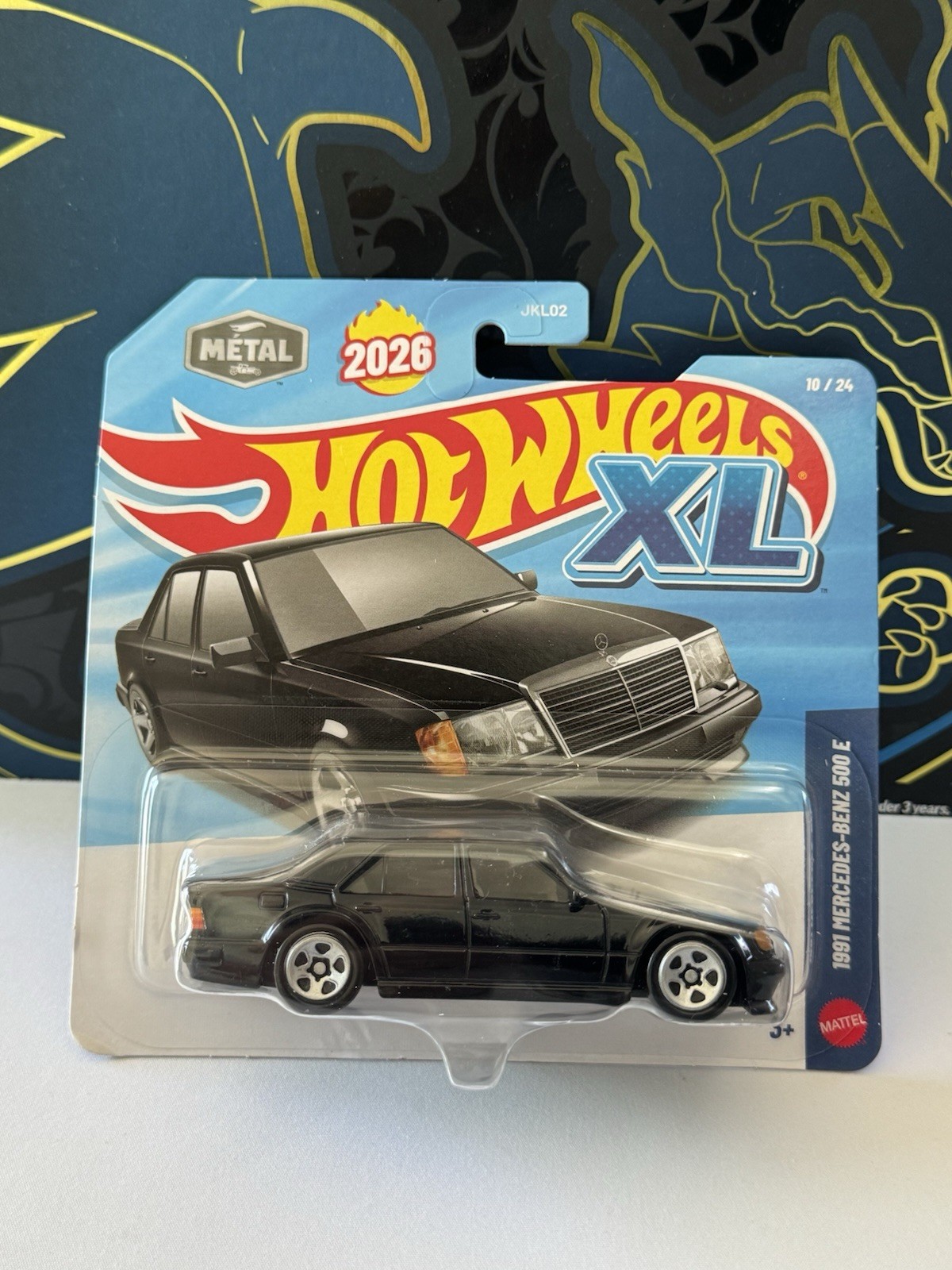 Hot Wheels XL Mercedes-Benz 500 E Diecast Black Car 1991 2026