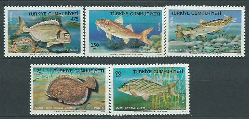 Turkey - Mail 1975 Yvert 2138/42 ** Mnh Fauna Fish