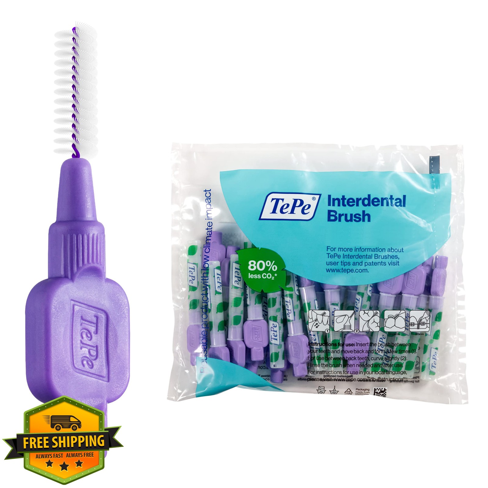TePe Original Interdental Brush, 25pk Soft Purple Dental Cleaning