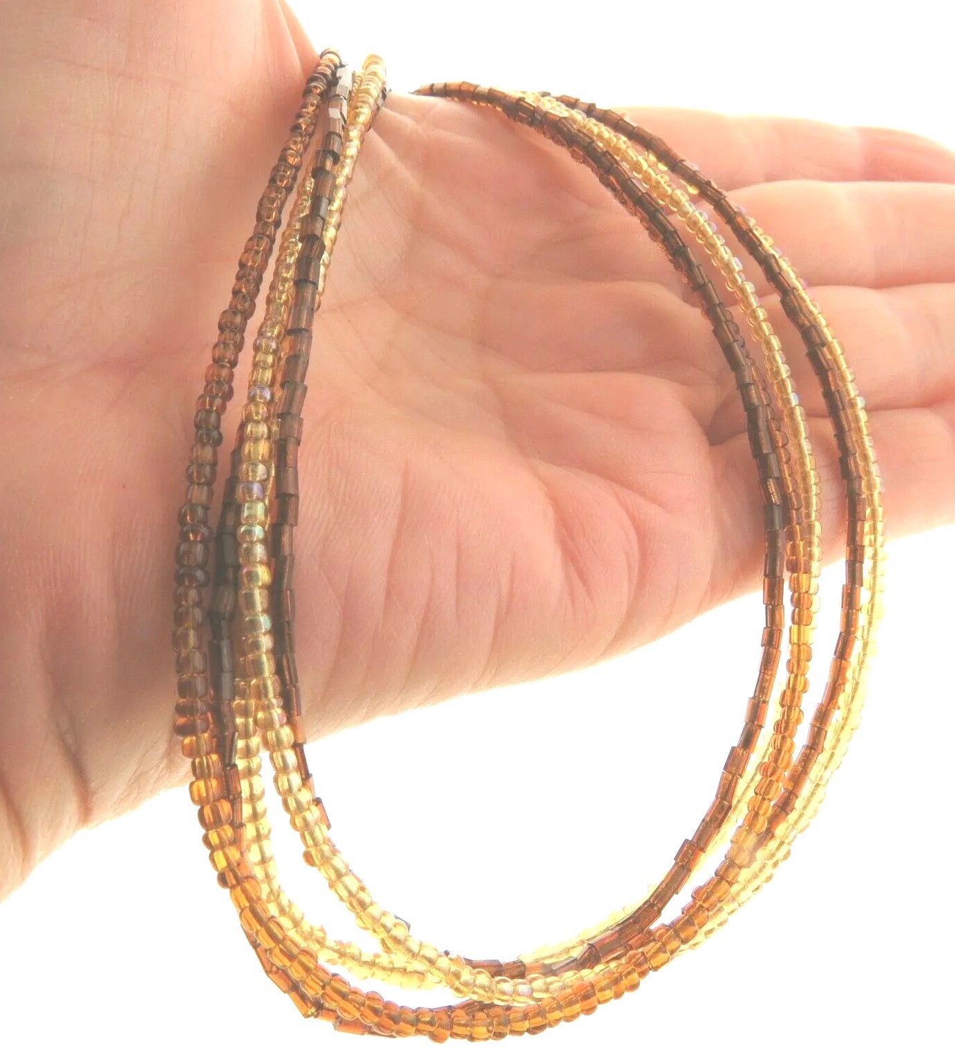 Micro Glass Beaded Multi strand Necklace PD 16-19"