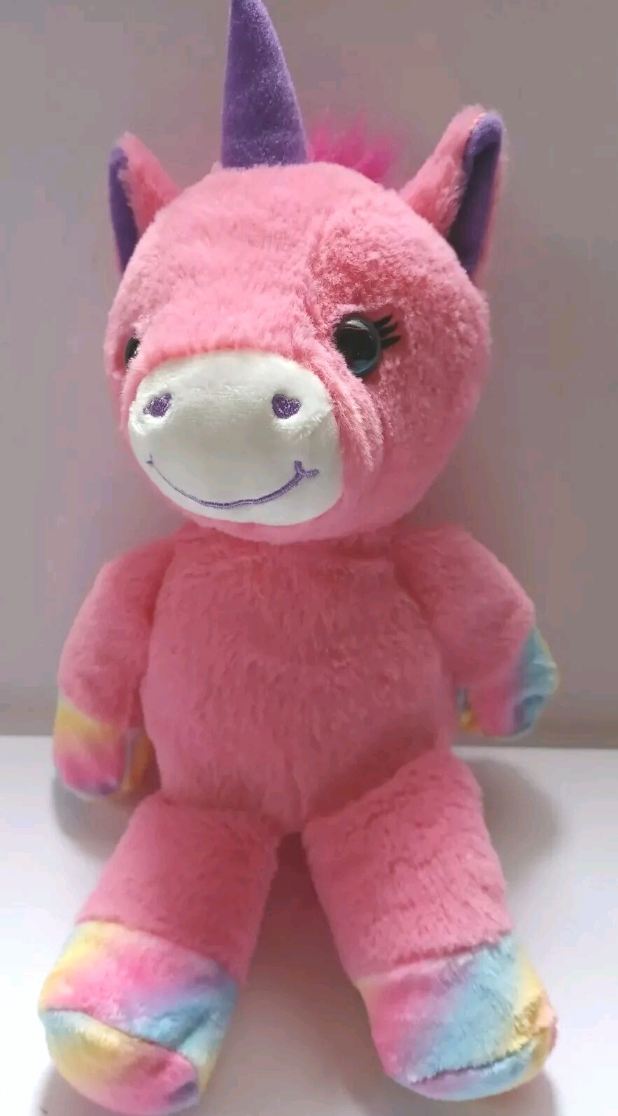 Build A Bear Buddies Unicorn Pink Plush Rainbow Small Frys Mini BABW 10" Toy