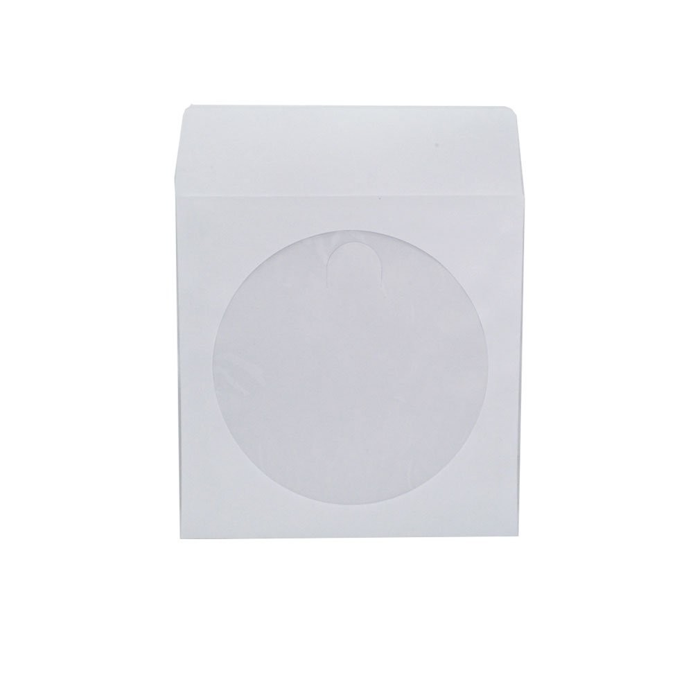 1,000 Pieces White Paper CD DVD Sleeves Envelope Holder with Clear Window and...