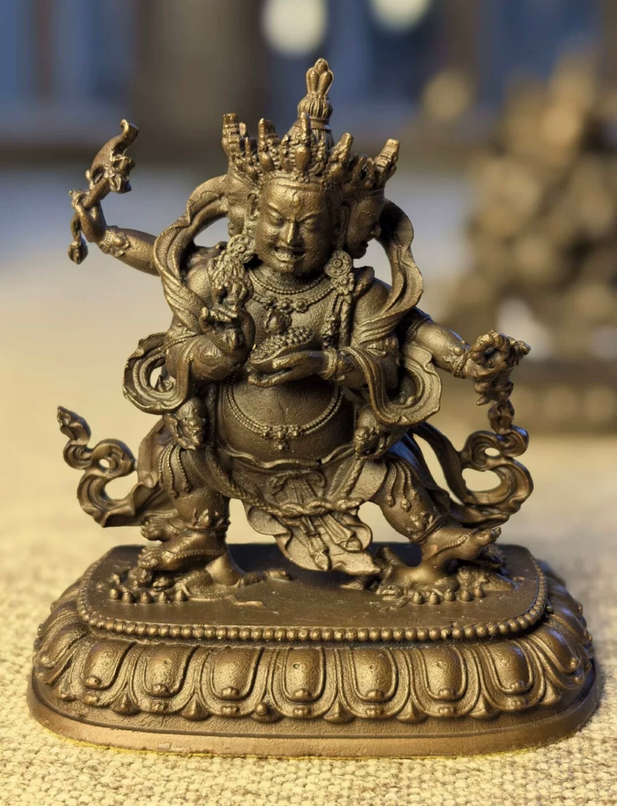 7CM Red Jambhala Copper Statue Consecrated by Shakya Lineage