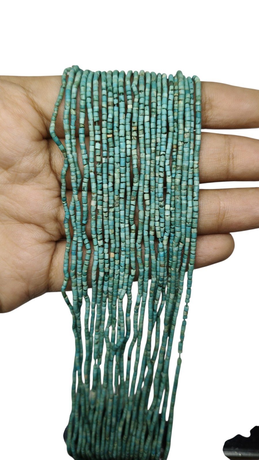 3 Strand Afghan Natural Turquoise Heishi Spacer Loose Bead 11.5" 1.8mm Untreated
