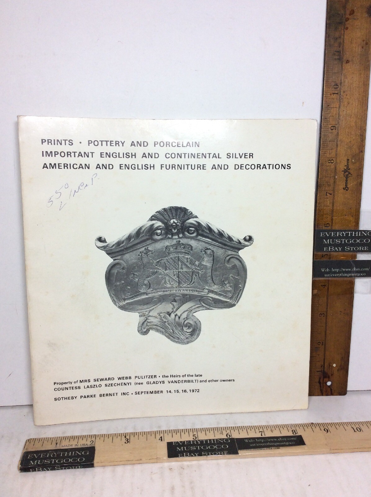 Estate Auction Sotheby Parke Bernet 1972 PRINTS POTTERY PORCELAIN ENGLISH SILVER