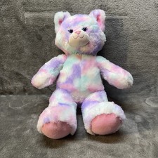 Build A Bear 16” Plush Kitty Cat Pastel Tie Dye Pink Purple Aqua White BABW