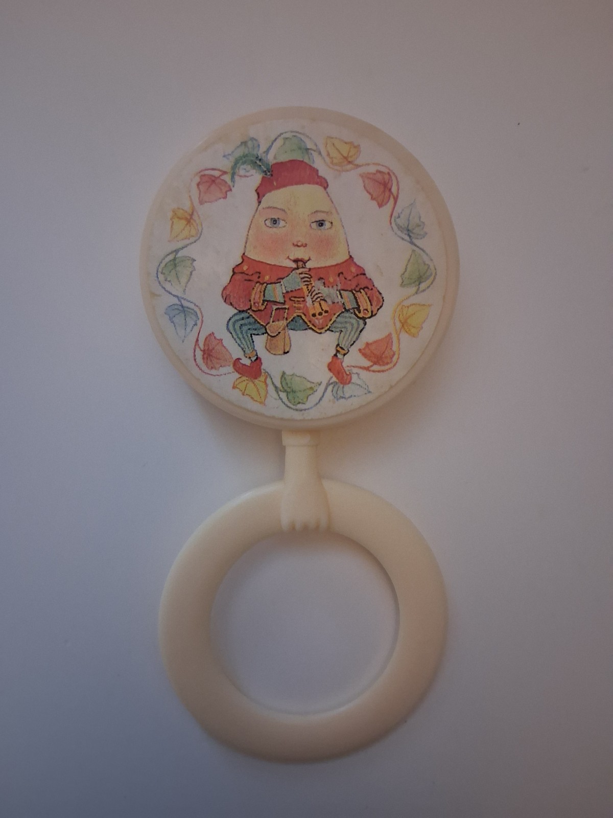 Vintage Humpty Dumpty Baby Rattle- Crib Toy Unique Art Very Collectible.