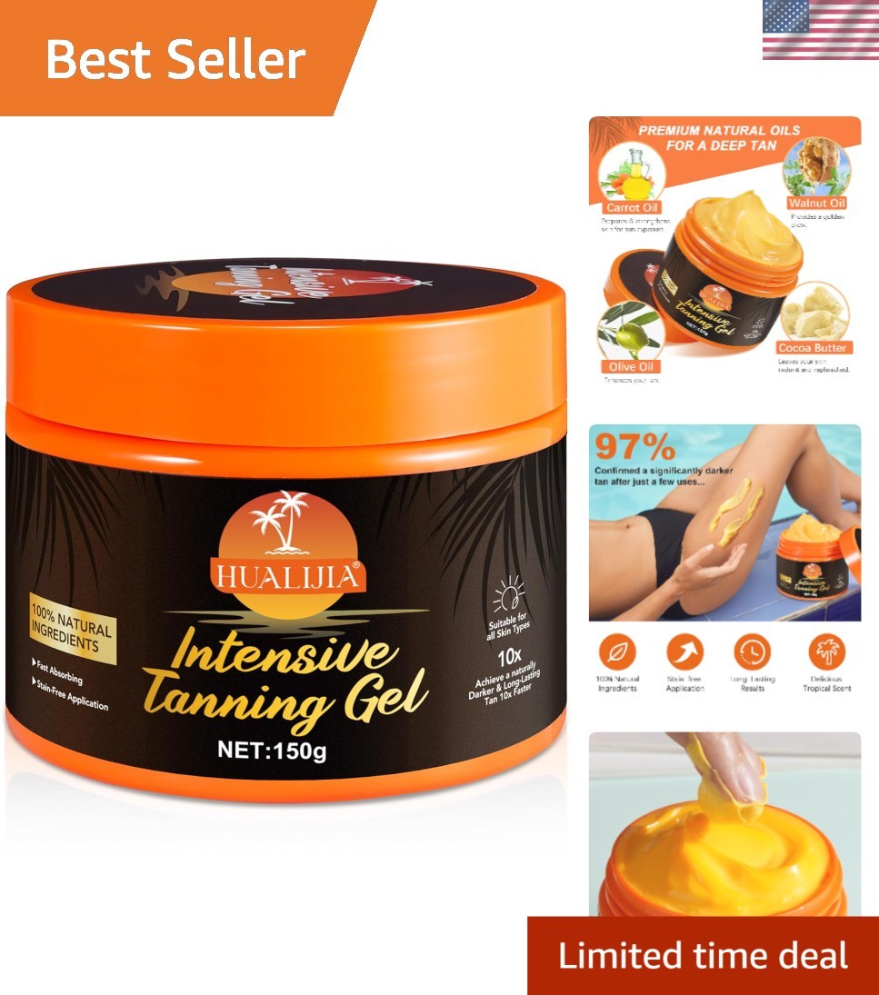 Versatile Outdoor & Sunbed Tanning Oil - Fast-Acting & Moisturizing Gel 5.29oz