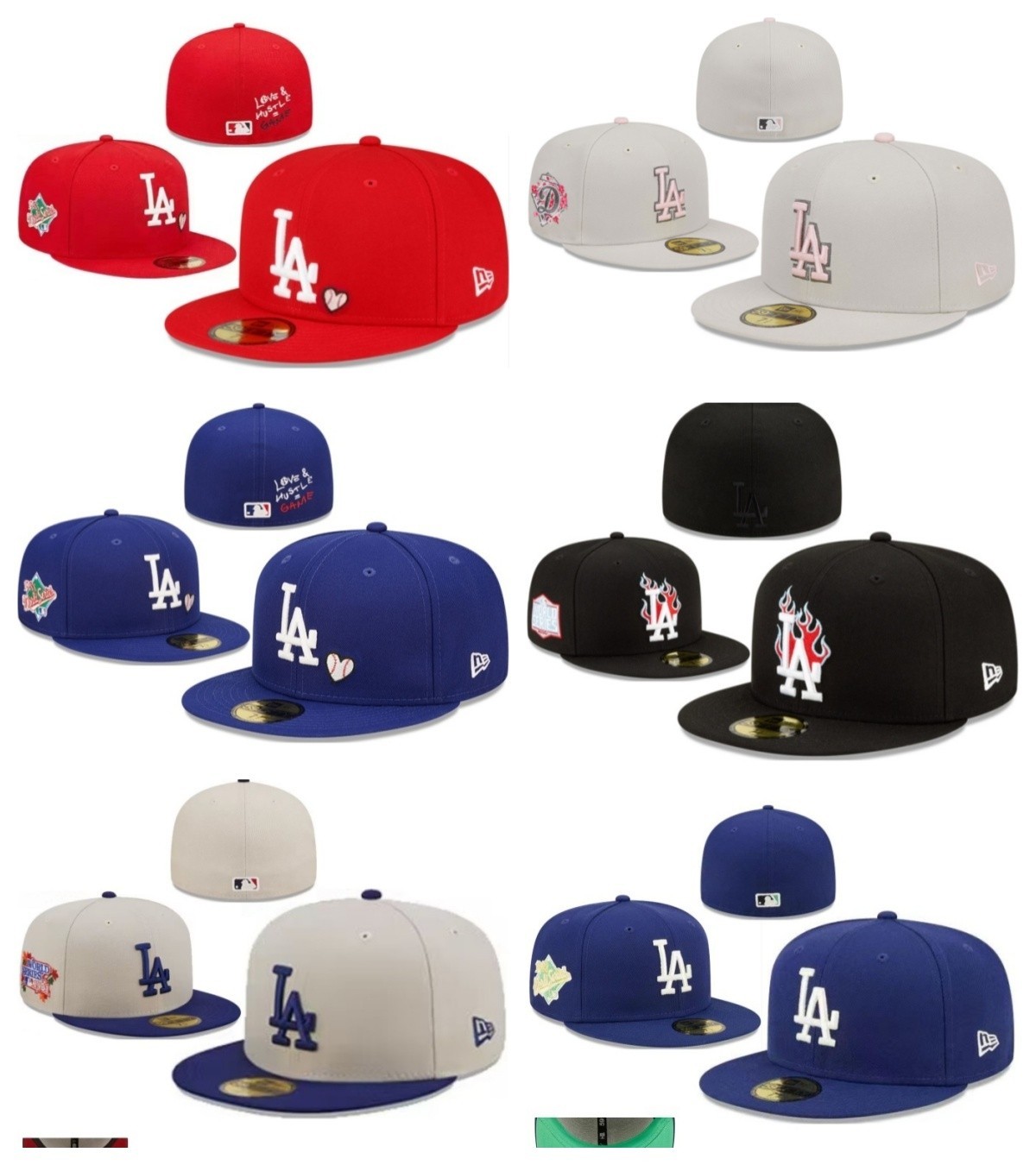 Los Angeles Dodgers Fitted Men's Hats MLB Fashion Baseball Cap Unisex Sun Hat