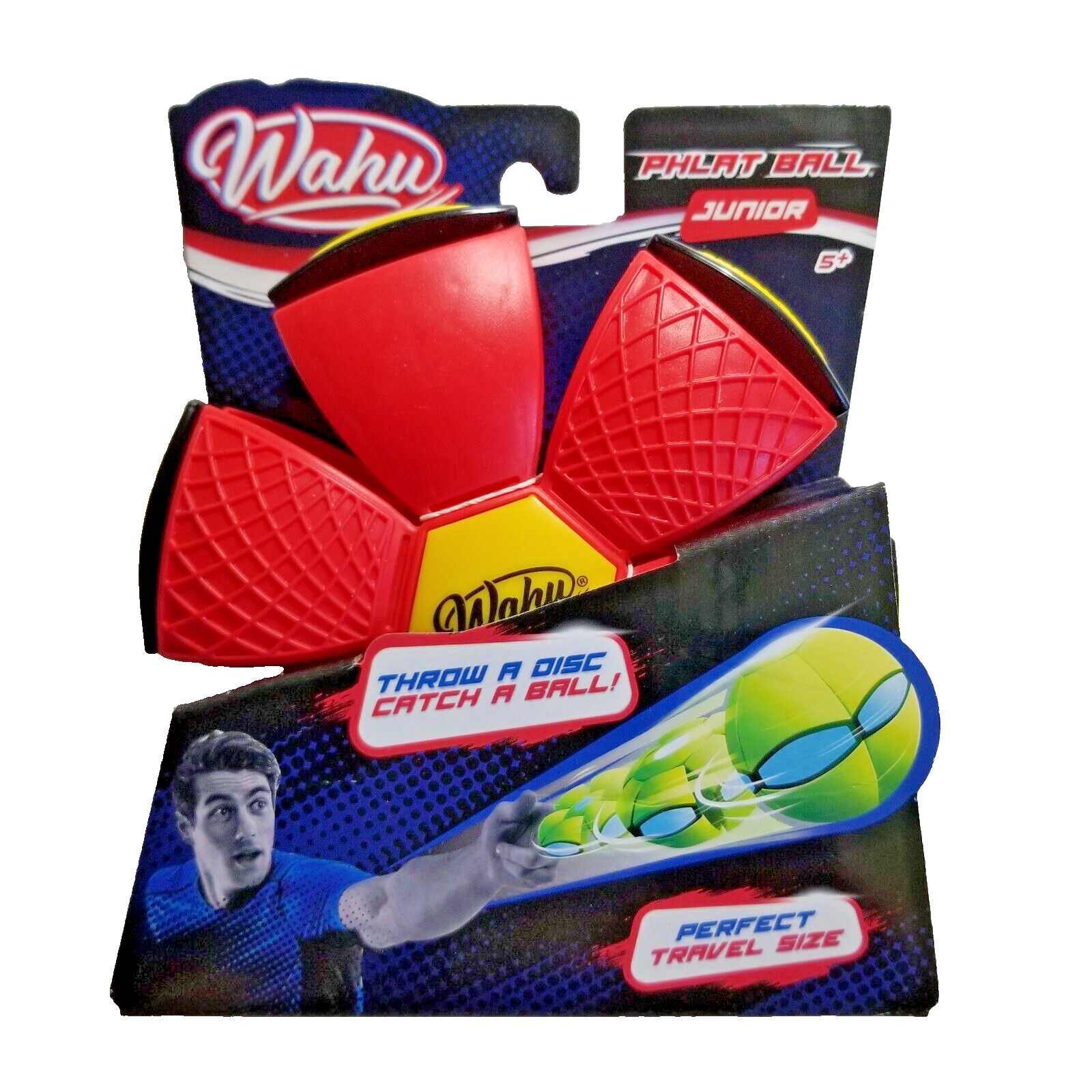 Wahu PHLAT Junior Ball Throw A Disc Catch A Ball Toy  5 Years+ Travel Size RED