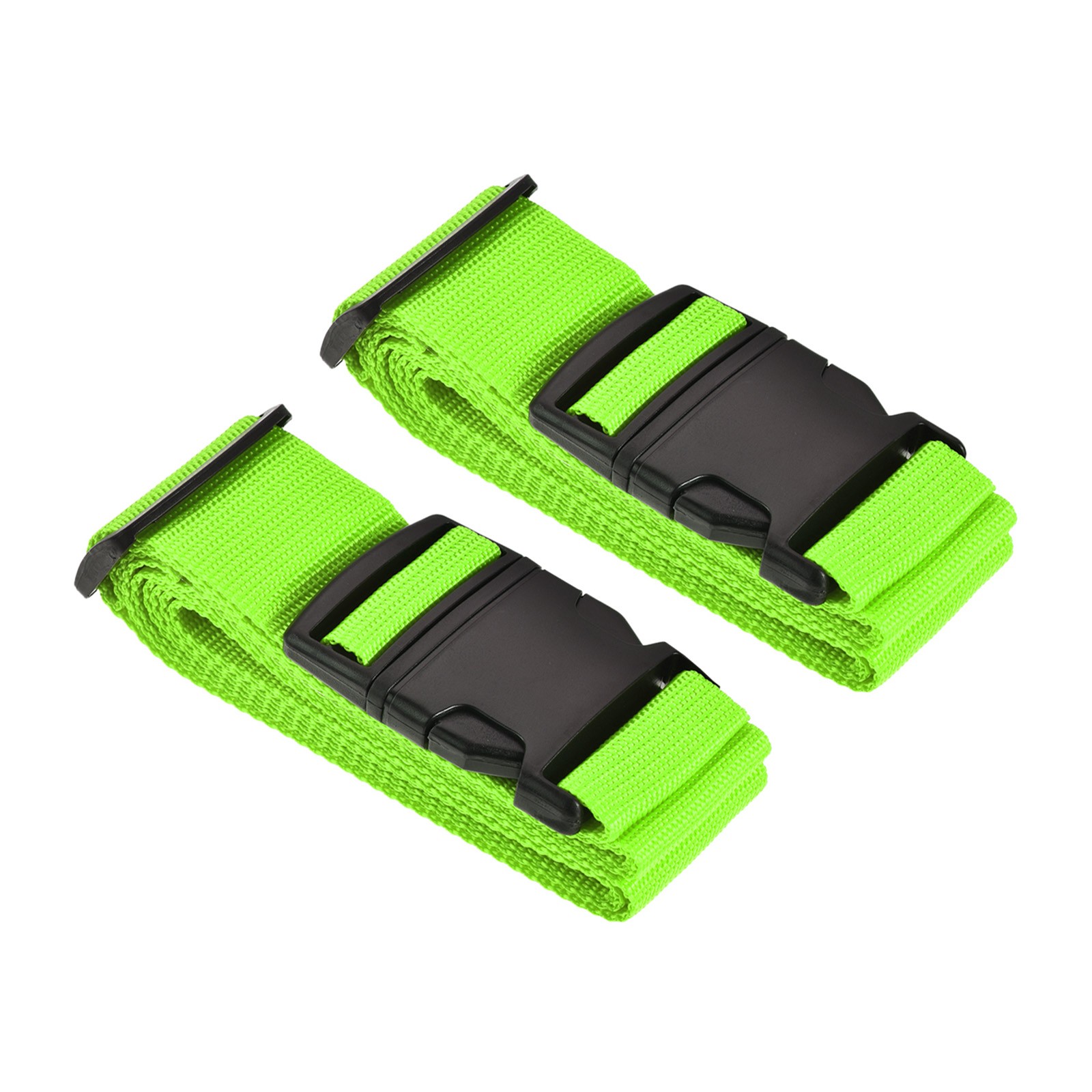 2 Pack Luggage Straps Suitcase Belts PP Accessories w Buckle Label 79"x2" Green