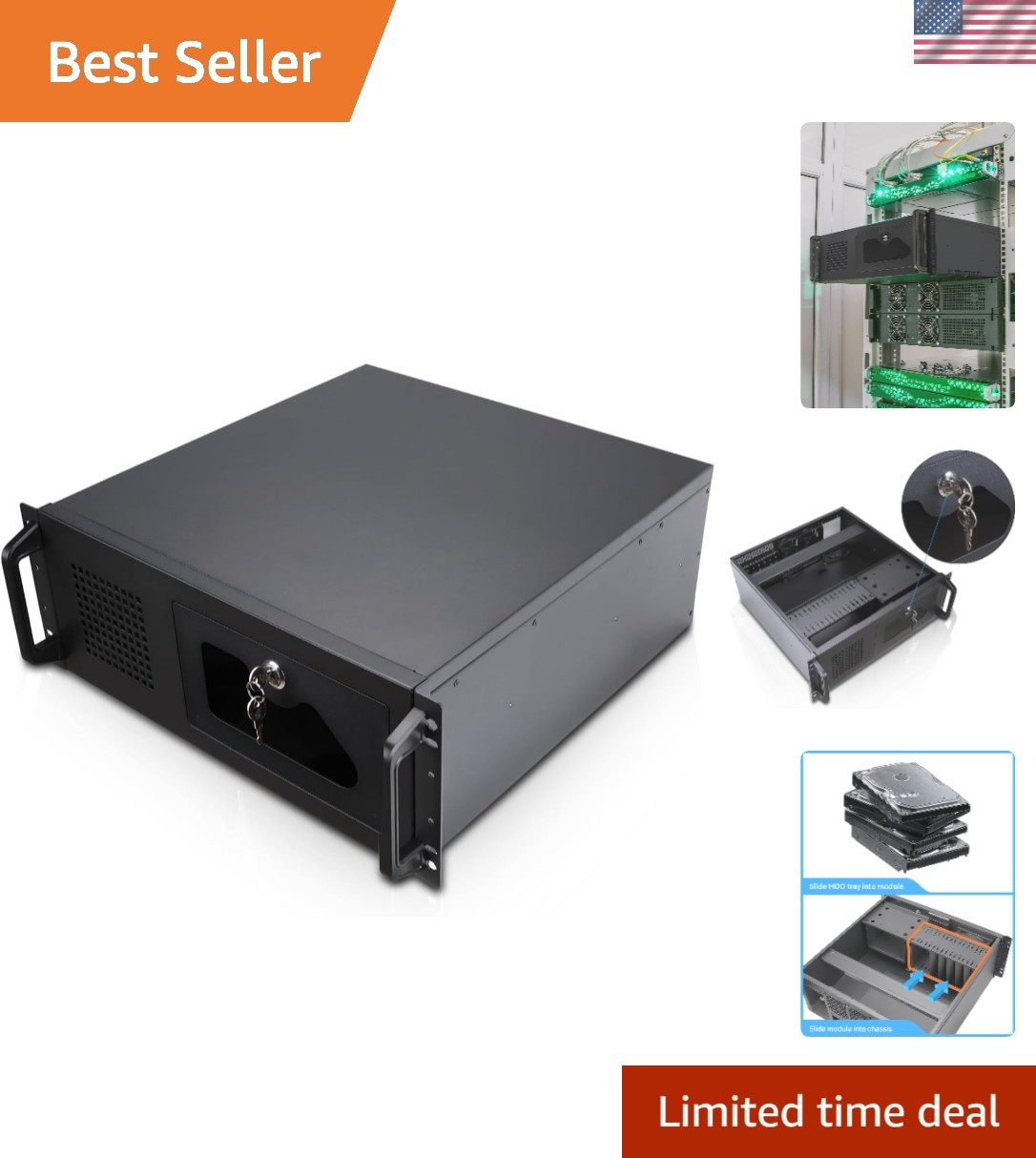 High-Performance 4U Server Rack Case with Optimal Cooling & Security Measures