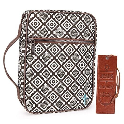  Bible Cover for Women Men with Leather Bookmark Book Carrying Cases Black 6004