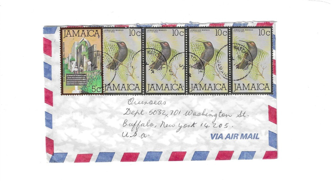 JAMAICA Cover sent from Watchkell to U.S.