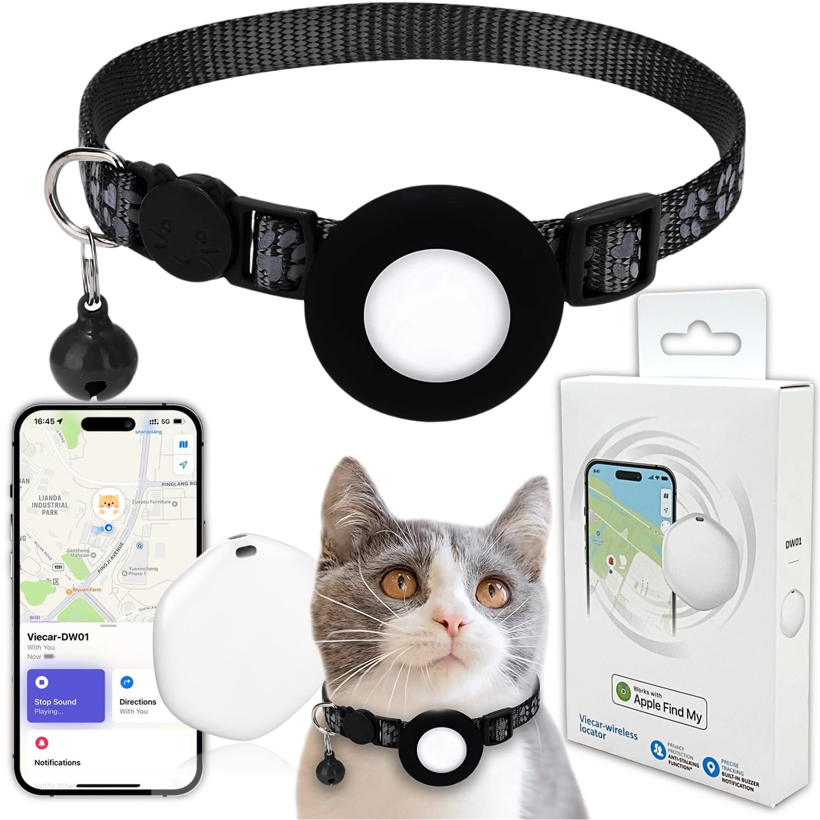 GPS Tracker for Cats, Mini GPS Pet Tracker with Collar, IP68 Waterproof Cat T...