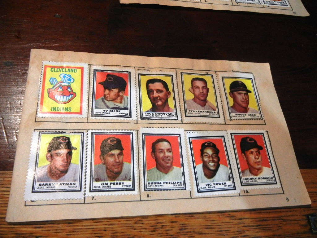 1962 Topps Baseball Stamp Album Page. Cleveland Indians Team. New Listing.