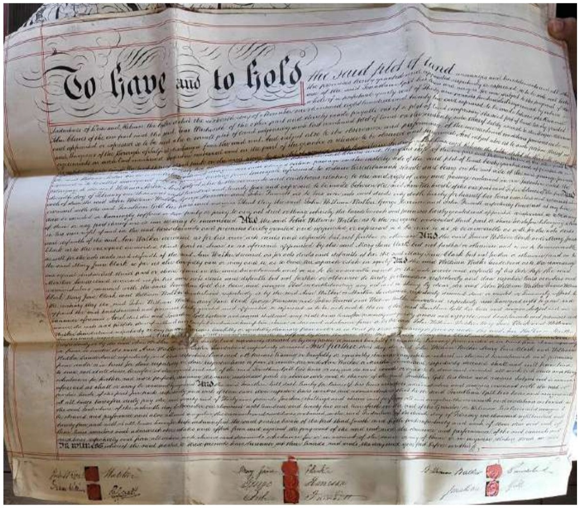 212 Yrs 1814 English Vellum Conveyance Deed 4 Sheet Indenture Wax Seal Greengate