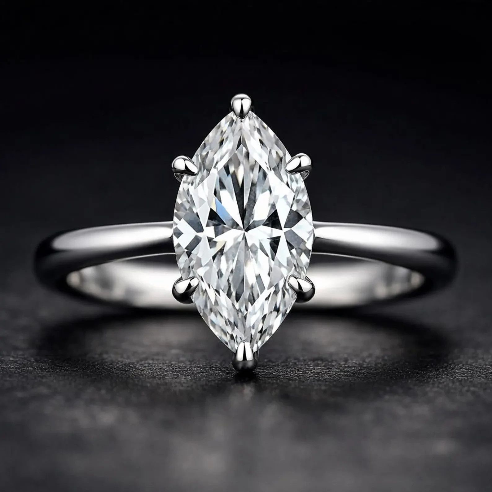 3CT Marquise Cut Moissanite Engagement Ring 925 Sterling Silver Solitaire Bridal