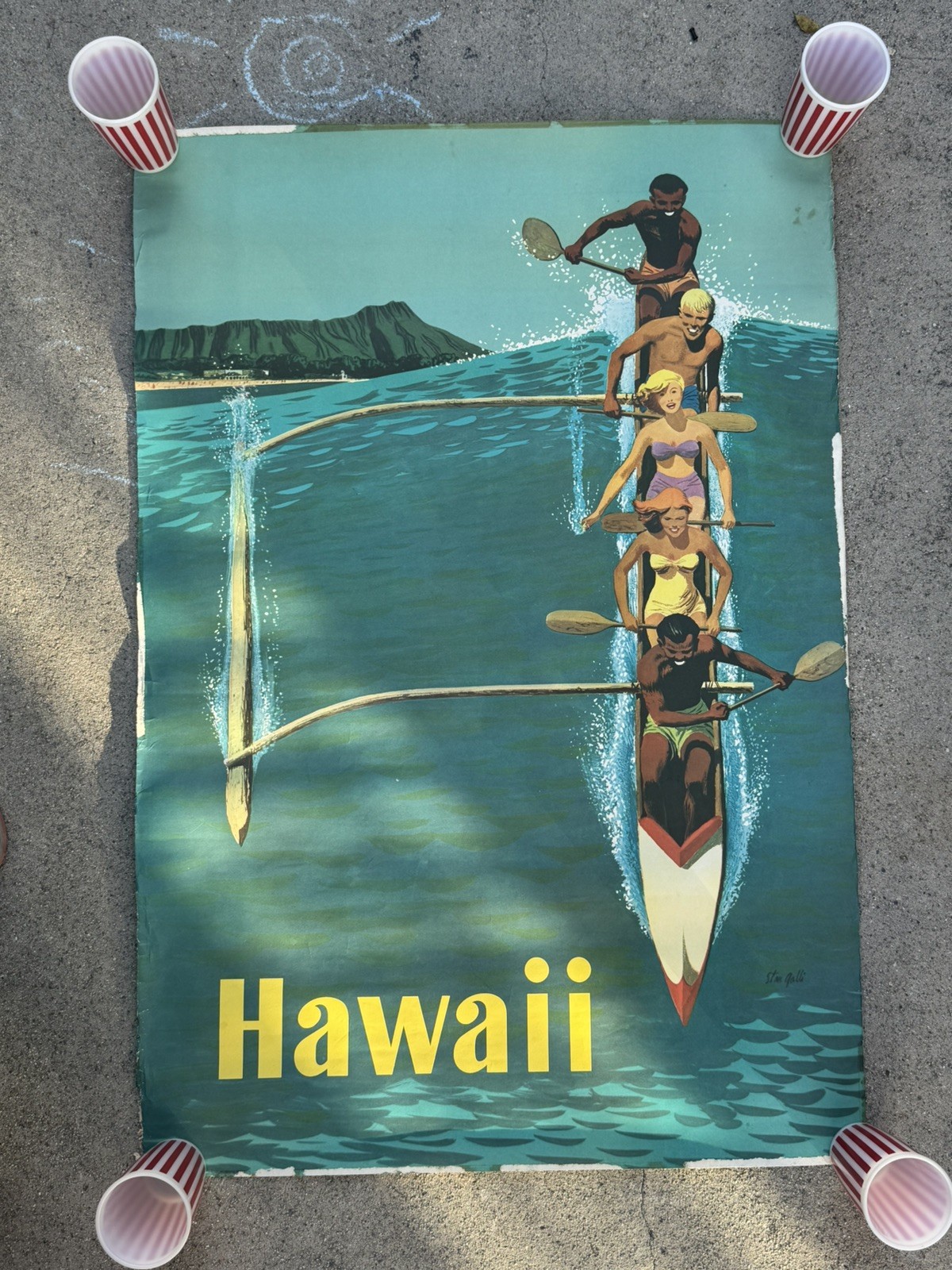 Vintage Stan Galli Hawaii Original Poster United Airlines 