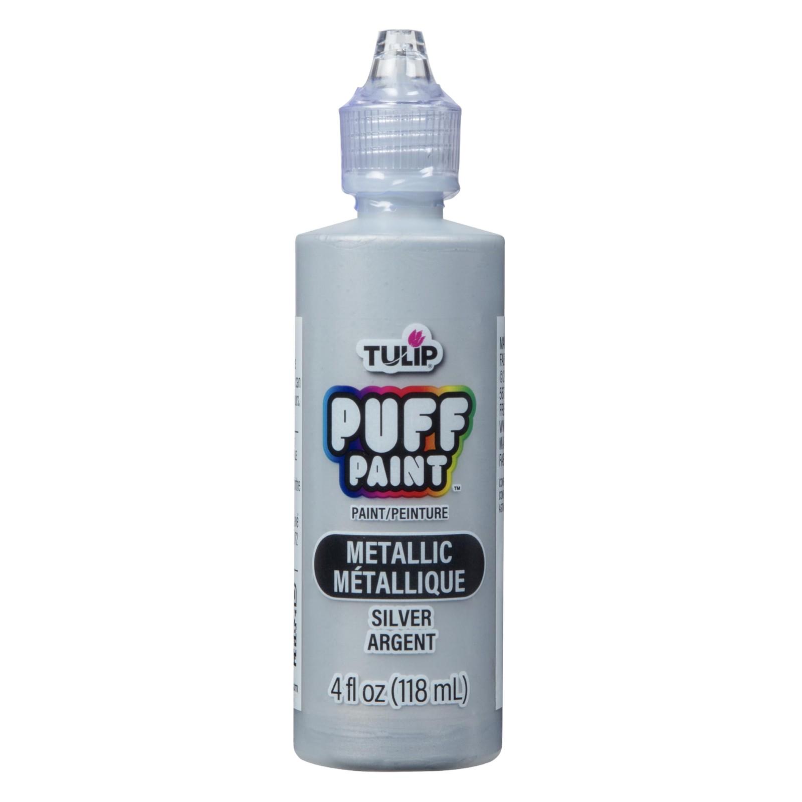 Tulip Puff Fabric Paint Metallic Finish 4 Fl Oz (Pack of 1), METALLIC SILVER 