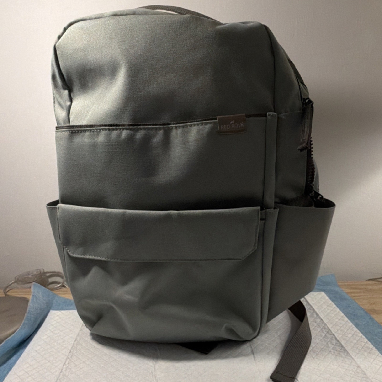 RED ROVR Gray Lightweight Backpack Diaper Bag with Numerous Sections