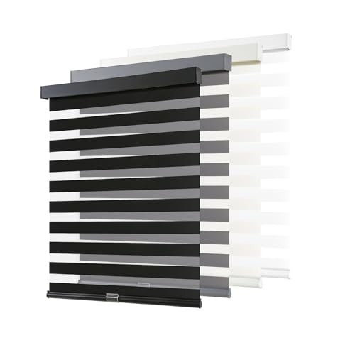  Cordless Zebra Blinds for Windows Pull Down Roller Window 36"W x 72"H Black