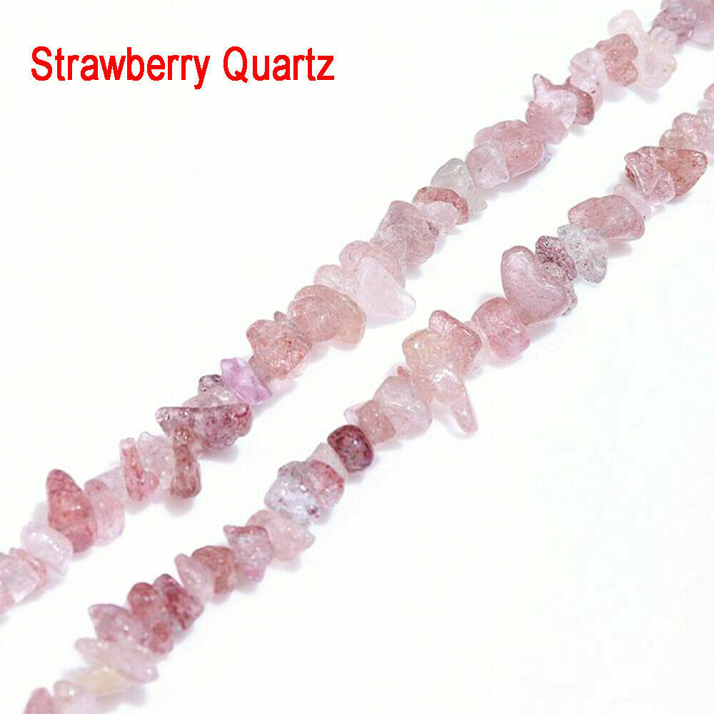 10 String（10X34"）Strawberry Quartz Natural Gemstone Chips Beads Jewelry Making