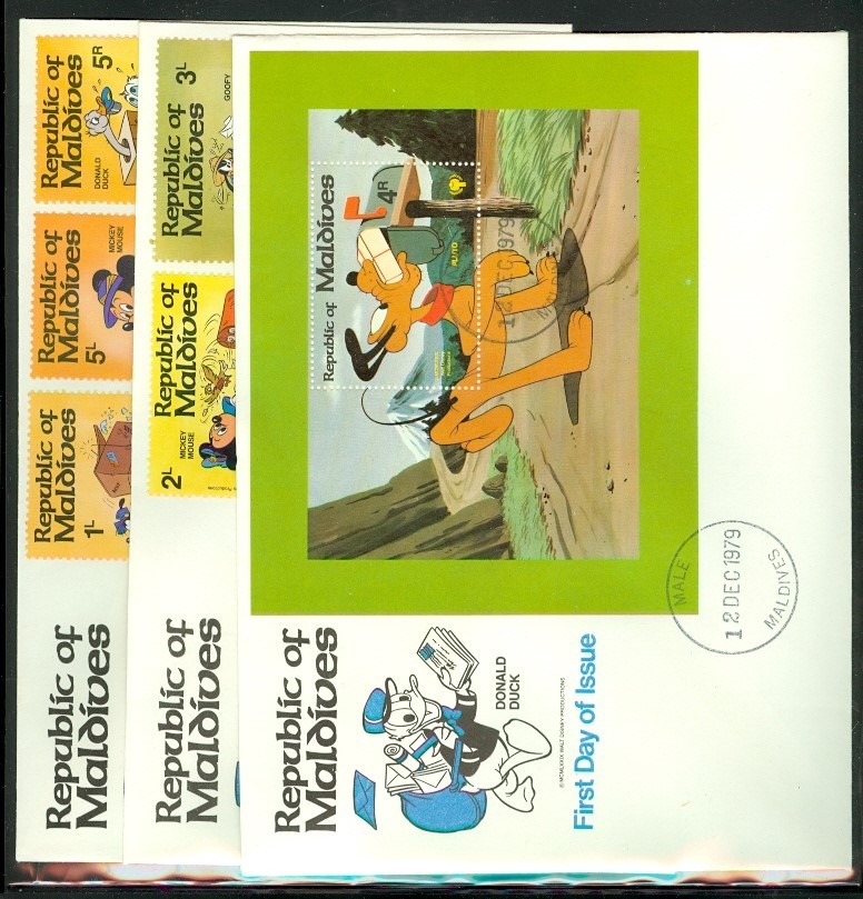 MALDIVES 1979-80 DISNEY FDC VF