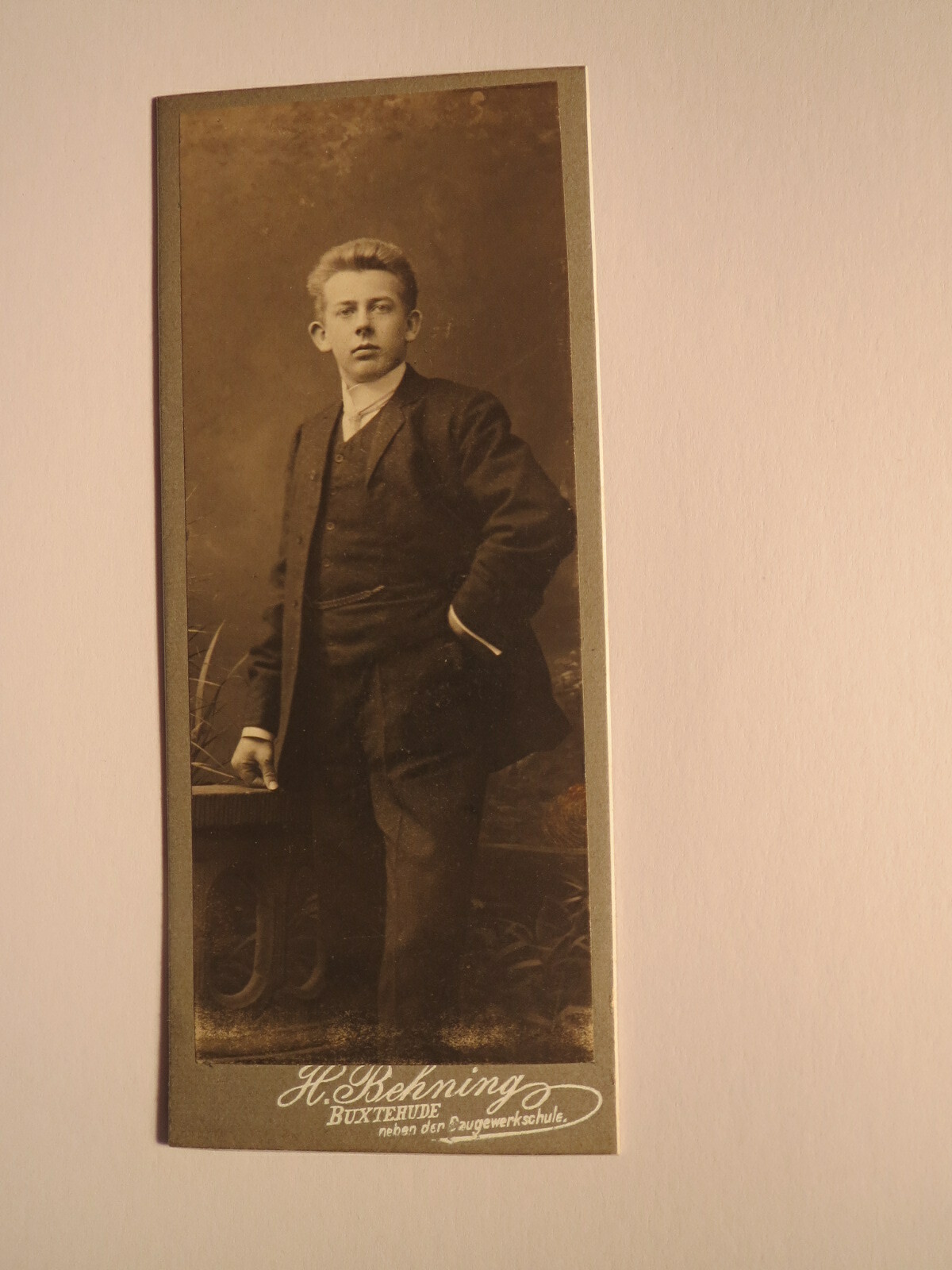 Buxtehude - Standing Young Man in Suit - Backdrop / CDV