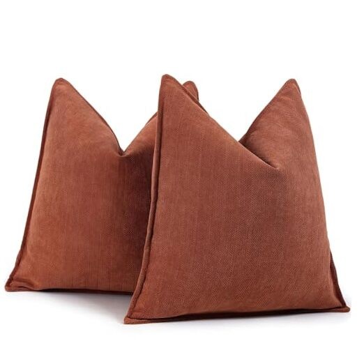 Throw Pillow Covers 26x26 Set of 2 Chenille Fall 26" x 26" (Pack of 2) Rust