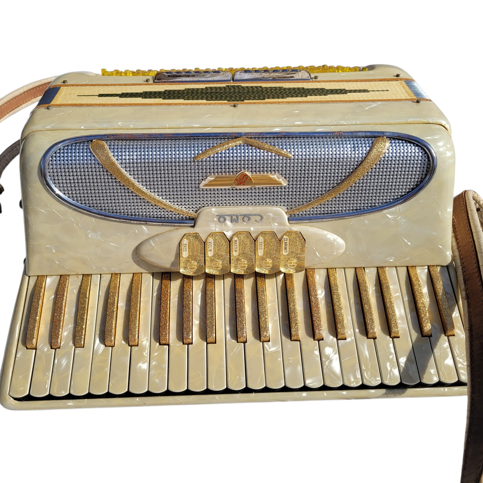 Accordion Iorio Como Piano Accordion Made in Italy White and Pearl with Case