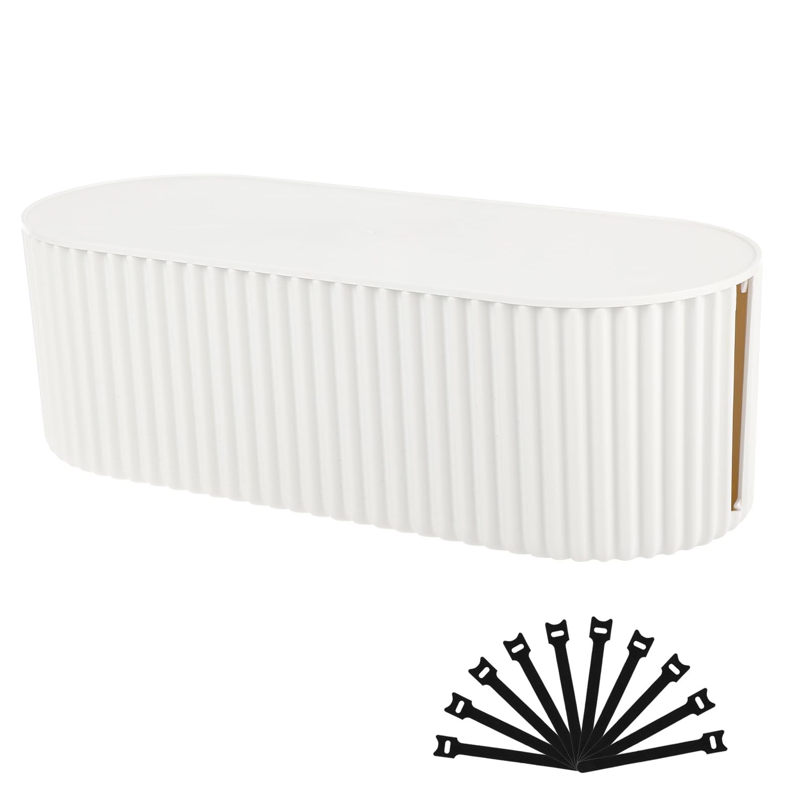 FABROK Cable Management Box with 10 Ties, Large (1 Pack), White 