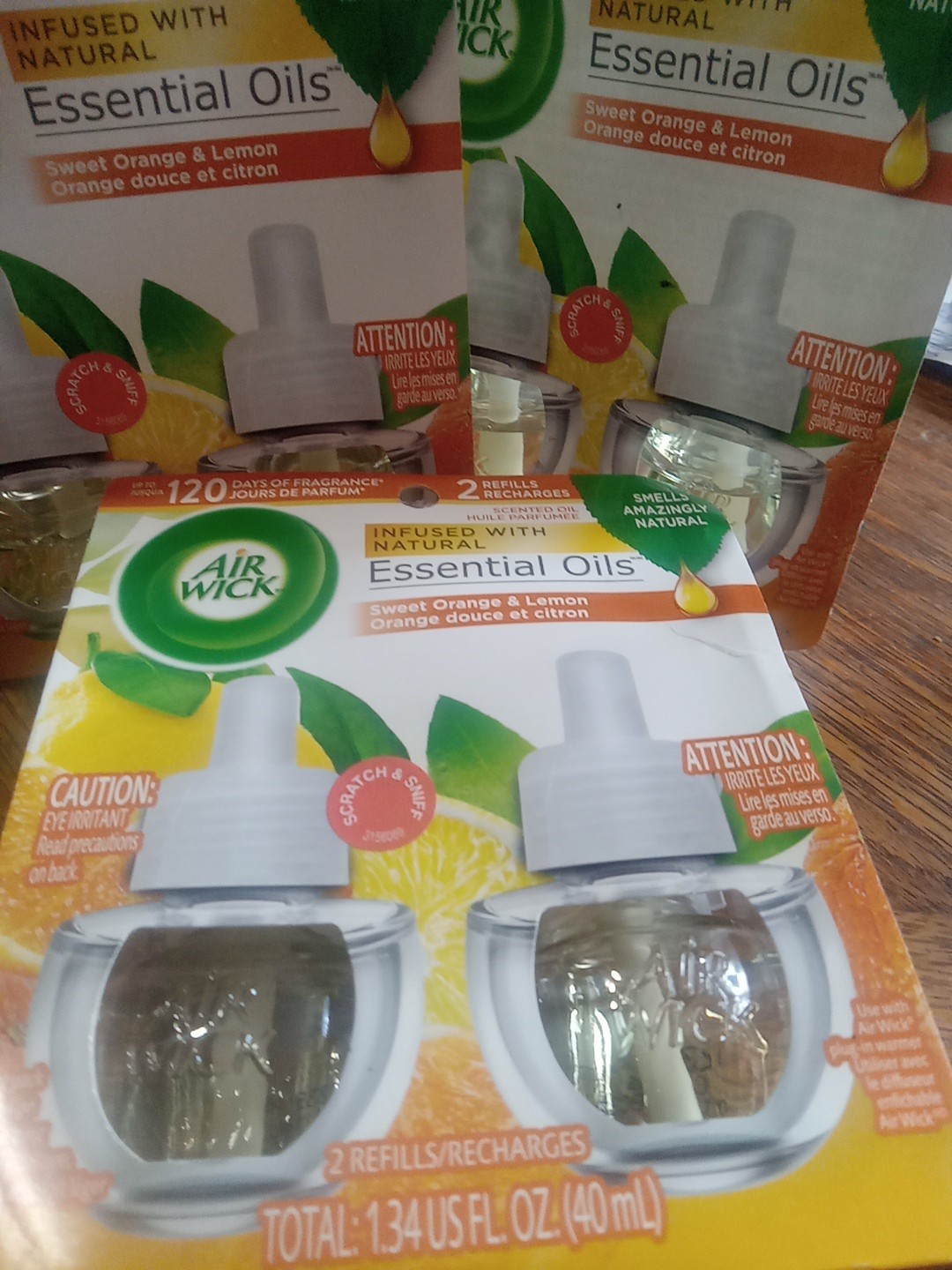 6 Air Wick Essential Oils Air Freshener Refills Sweet Orange & Lemon