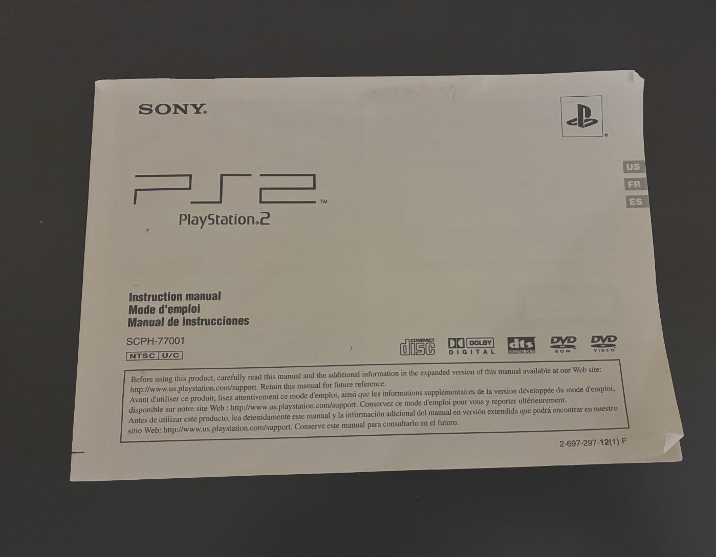 Sony PlayStation 2 PS2 Console Instruction Manual & SCPH-77001  Manual only 2006