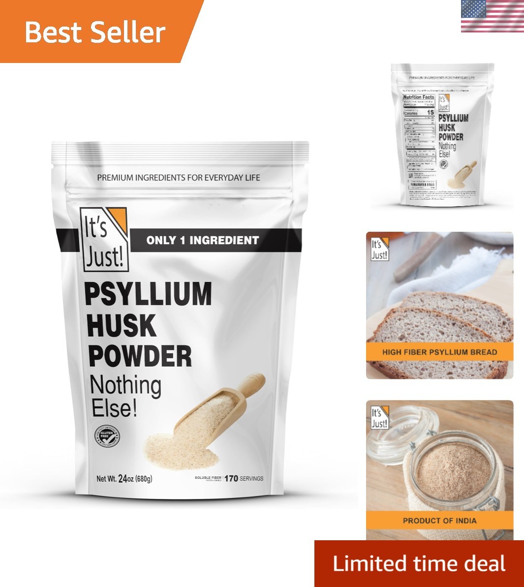 24oz Psyllium Husk Powder - Cleanse & Support Digestive Health, Ideal for Keto