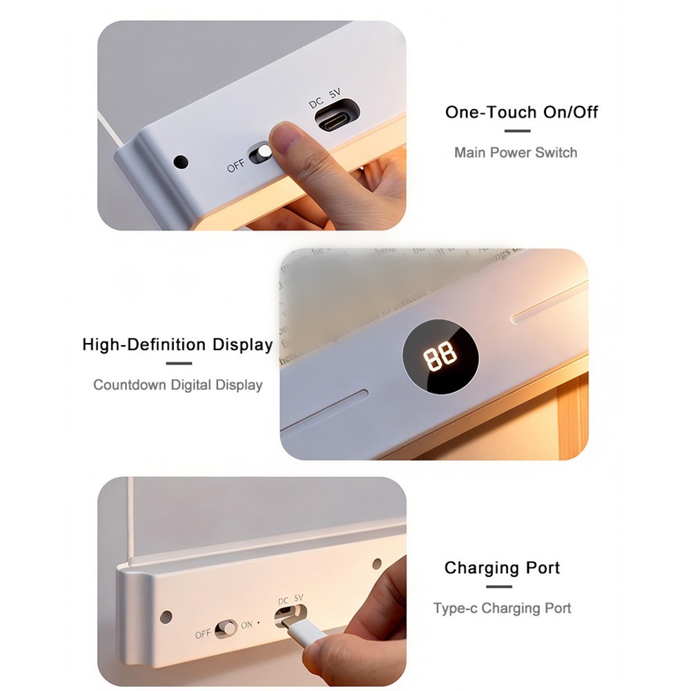 Rechargeable Smart LED Book Light with 3 Color Modes for Eye Protection