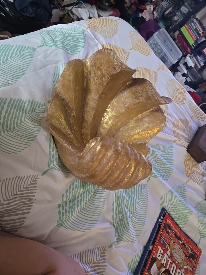 Large Heavy Gold Shell Shaped Sculpture BBR