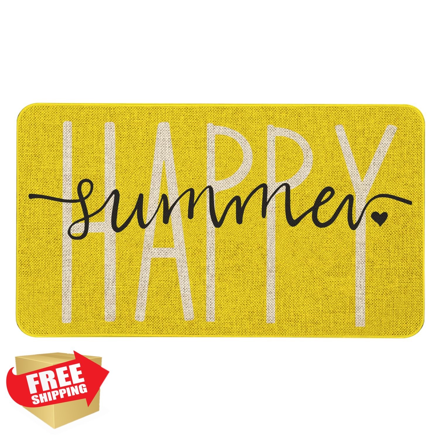 Roszwtit 30x17" Happy Summer Yellow Doormat Indoor Outdoor Entrance Rug