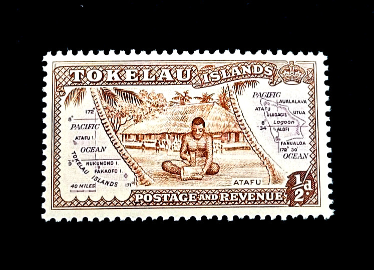 TOKELAU ISLANDS Stamp - 1948 Atafu & Map Sn 1 MLH r12